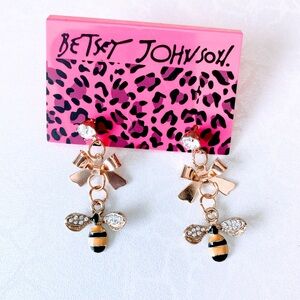 Betsey Johnson Gold and Black Bee Earrings